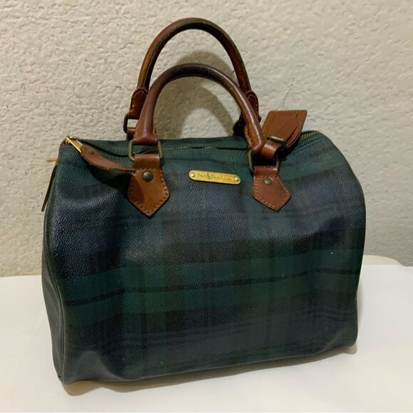 Polo Ralph Lauren Vintage Bag  Pvc Checkered Pattern Top Handle Travel Bag - Picture 2 of 16